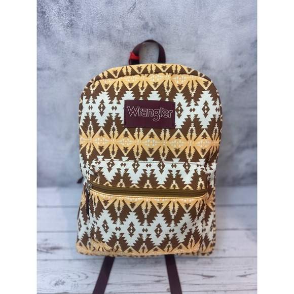 Wrangler Handbags - Wrangler Aztec Print Backpack Brown Tan Southwestern‎ Geometric Bag